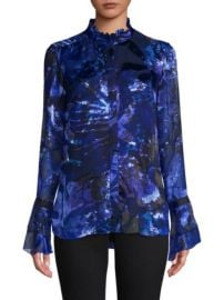 ELIE TAHARI - TEDDIE HORIZON FLORAL SATIN BURNOUT BLOUSE at Saks Fifth Avenue